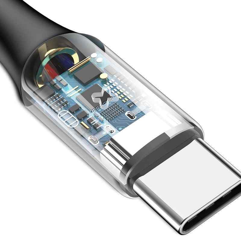 Кабел Baseus X-type USB-C с LED светлина QC 3.0 1m 3A